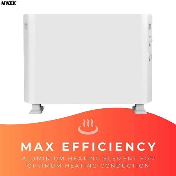 MYLEK Convector Heater Electric 2000W Free Standing Radiator - Portable, 3 Power Modes with Adjustable Thermostat