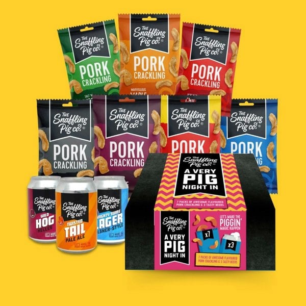 The Snaffling Pig Co A Very Pig Night In: Epic Pork Crackling and Beers Selection Hamper