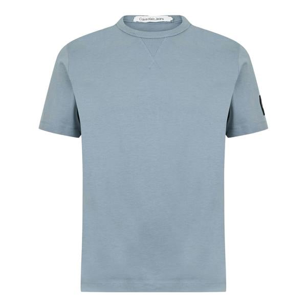 Calvin Klein Mens Badge Crew Neck Regular T-Shirt - Overcast Grey - 