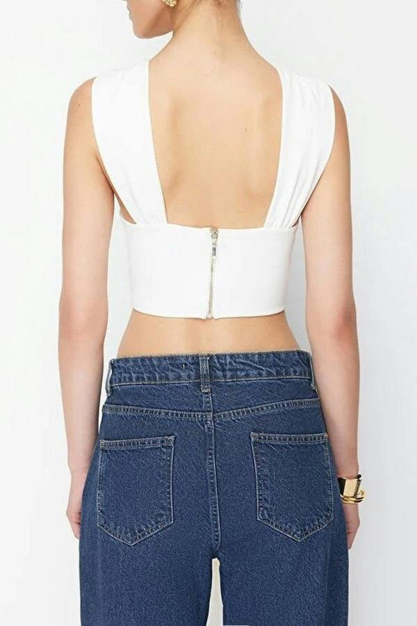 WOVCOR Knitted Tie-Detail Underwired Bustier
