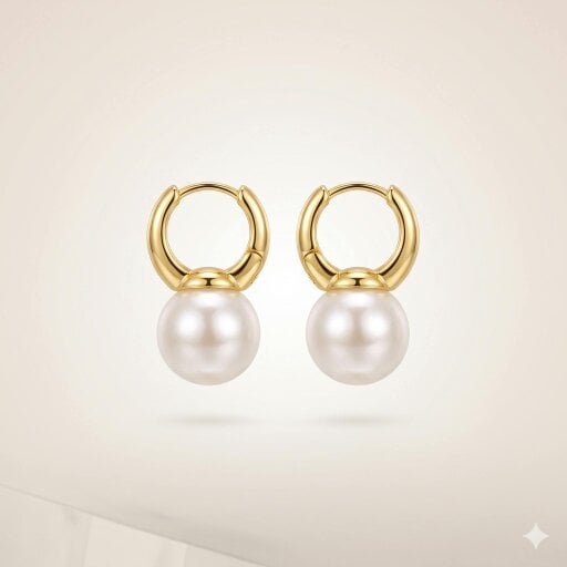 The Colourful Aura Gold Hoop Pearl Drop Earrings