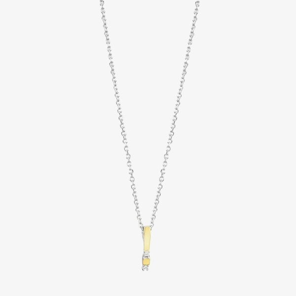 T. H. Baker Two-tone Cubic Zirconia Bar Pendant and Earrings Set SET13967