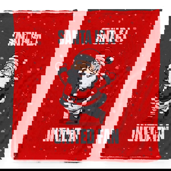 BritishmadeGifts Santa is a United Football Fan - Luxury Fleece Blanket 150cm X 150cm