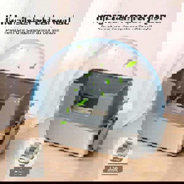 Skylos Stainless Steel Cat Litter Box High Sided Litter Tray with Scoop Pedal