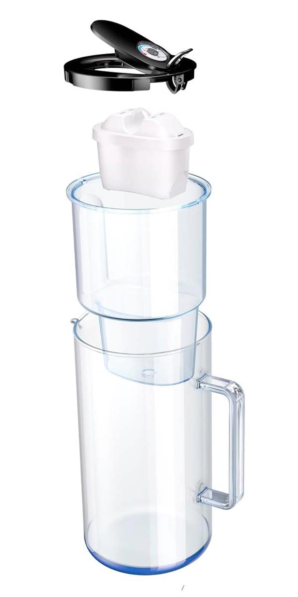 AQUAPHOR Glass 2.5 Litre Water Filter Jug in Black with 1 x Maxfor+ filter