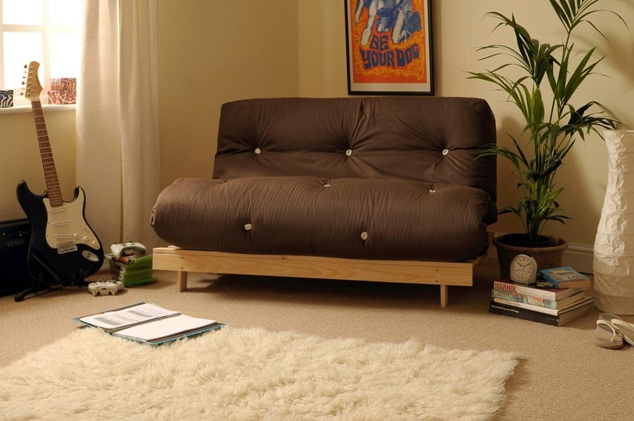 Comfy Living Wooden Futon sofa bed frame with a Luxury Mattress