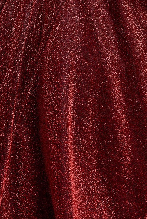 Off The Shoulder Lurex High Low Dress - Red DR3642