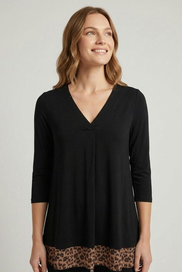 Izabel London Animal Print Hem Relaxed Tunic Top