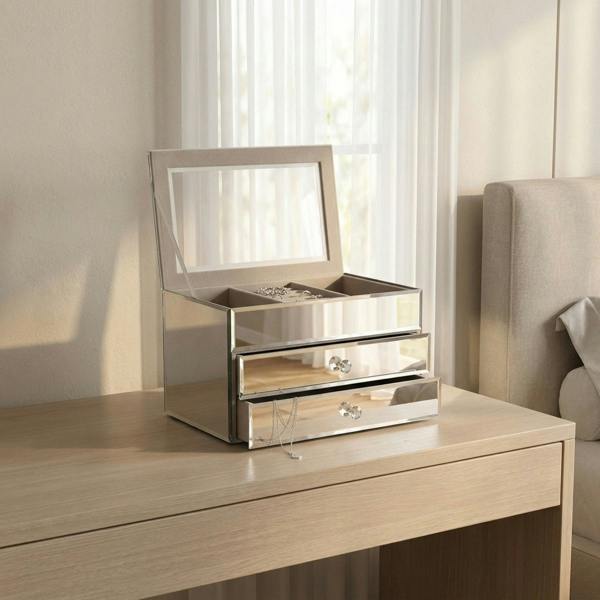 Garden Greatness Two Drawer Mirrored Glass Jewellery Box