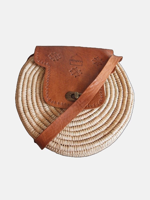 Berber Leather The Safi Rattan Round Bag - Tight Weave