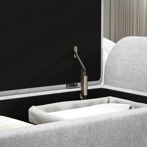 Wyld Haus Nesama Linen Light Grey Storage Bench With Armrest