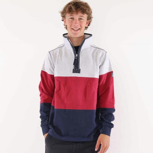 Lazy Jacks Mens Colour Block Sweatshirt - Rouge