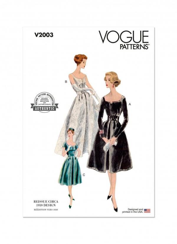 Vogue Sewing Pattern 2003, Dresses, Petticoats, Vintage Style for Women, H5 (6-8-10-12-14) - Intermediate