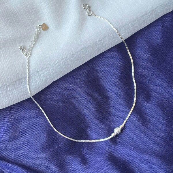 The Colourful Aura Sterling Silver Bead Summer Indie Boho Silver Indian Payal Anklet