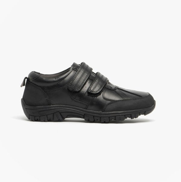 Roamers WILFRED Boys Black Leather Touch Fasten Shoes