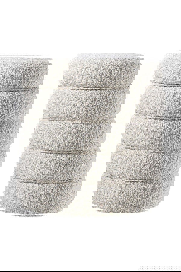 Living and Home Beige Upholstered Round Storage Ottoman for Bedroom Living Room and Makeup Room