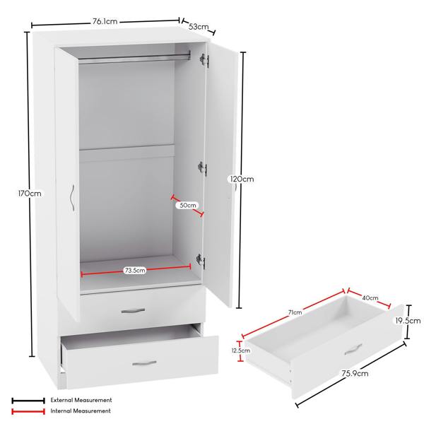 Vida Designs Riano 2 Door 2 Drawer Wardrobe