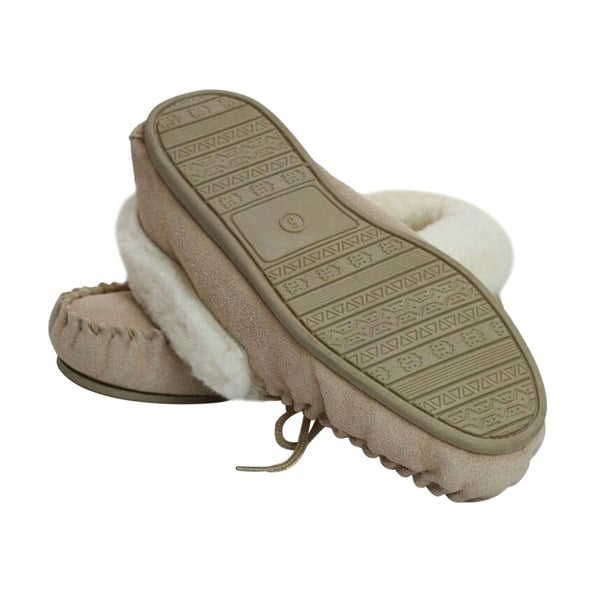 Eastern Counties Leather Womens/Ladies Hard Sole Sheepskin Moccasins - Camel