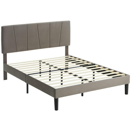 Wyld Haus Nare 4FT6 Double Bed Frame With Soft Touch Upholstered Headboard Grey