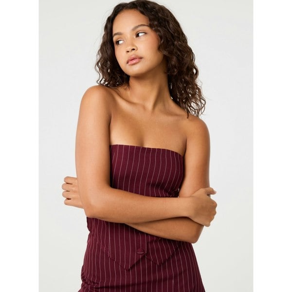Pink Vanilla Bustier Pinstripe Button Top