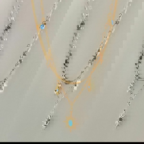 Luxe Tones Cleopatra 18ct Gold Plated Double Layered Charm Necklace