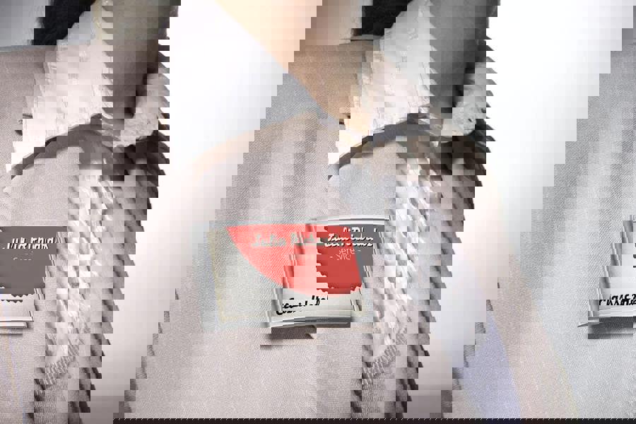 Durable Classic Magnetic Name Tag Badge Holders + Inserts | 10 Pack | 34 x 74mm