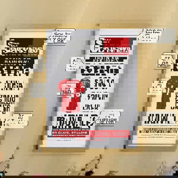 Personalised Memento Company Personalised Football News Oak Poster Frame