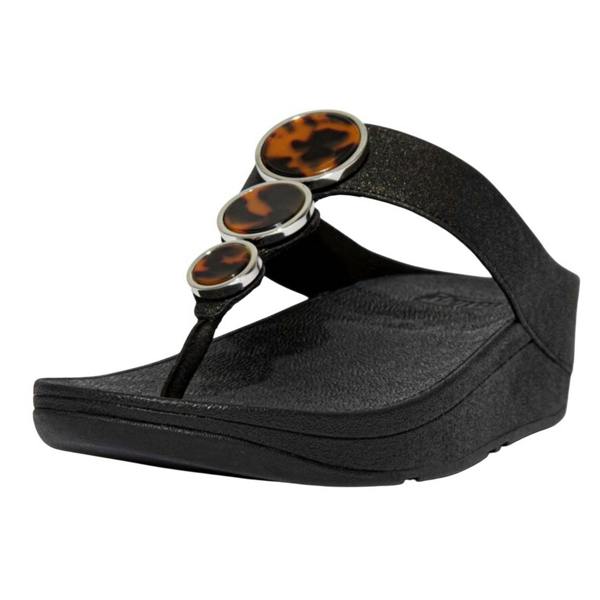 Fit Flop Womens/Ladies Halo Shimmer Toe Post Sandals - Black