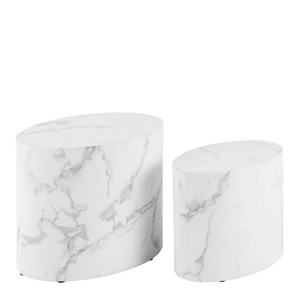 Furniture To Go Mice Oval Coffee Table in White Set of 2