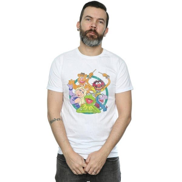 Disney Mens The Muppets Group Circle T-Shirt - White