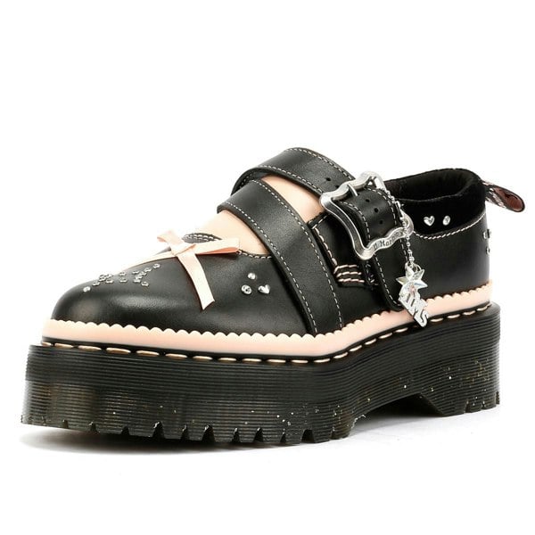 Dr. Martens Kemsley Athena Leather Women's Black/Powder Pink Shoes