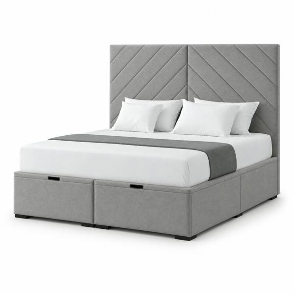 Great British Beds Diana Divan Ottoman Bed - Silver Plush