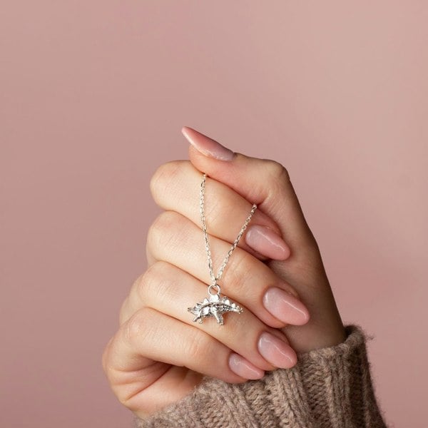 Stegosaurus Silver Necklace - Personalised - MYLEE London