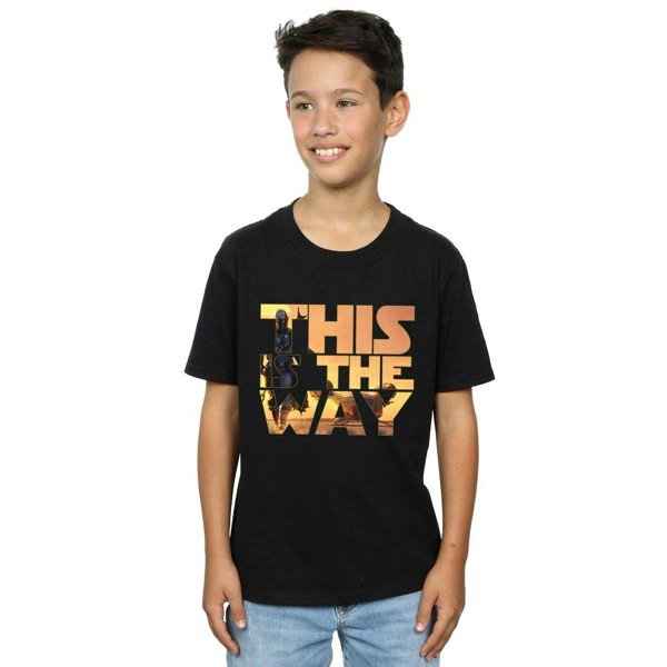 Star Wars Boys The Mandalorian The Way Poster Text T-Shirt - Black