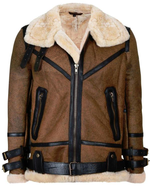 Infinity Leather Mens Brown Vintage Pilot B3 Sheepskin Jacket- KNOXVILLE