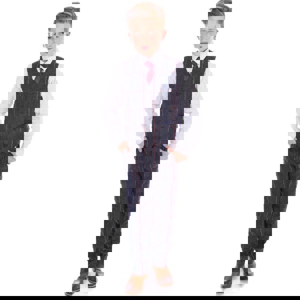 Boy in navy tweed suit