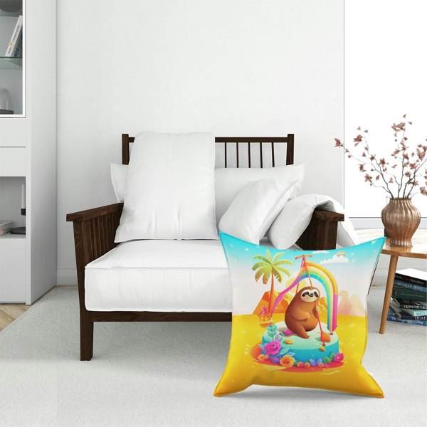 Warren Reed Sloth On A Beach Holiday Floor Cushion