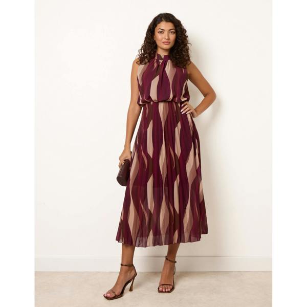 Blue Vanilla Sleeveless Puffball Pleated Dress