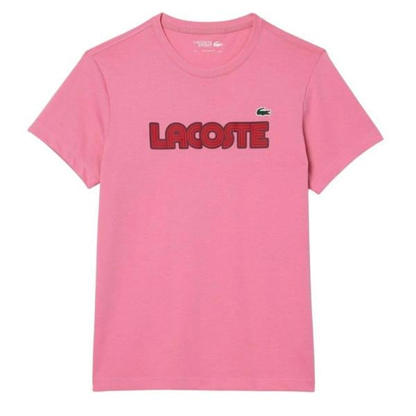 Lacoste Mens Logo Cotton Ultra Dry Sports T-Shirt - Pink