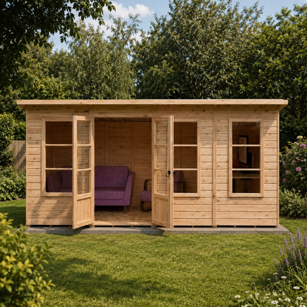 Shire 16 x 6ft Dahlia Pent Summerhouse 12mm Shiplap interlock cladding