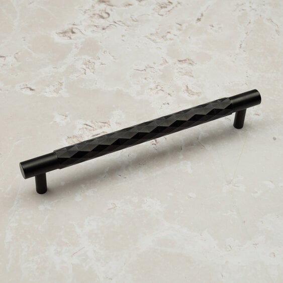 Handle & Home Dark Bronze Solid Brass Diamond Knurled Handle & Coordinating Knob