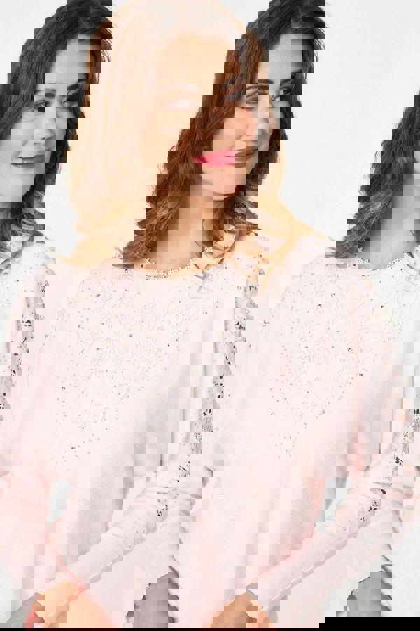 Pink | Sparkly Lace Embellished Relaxed Jumper
