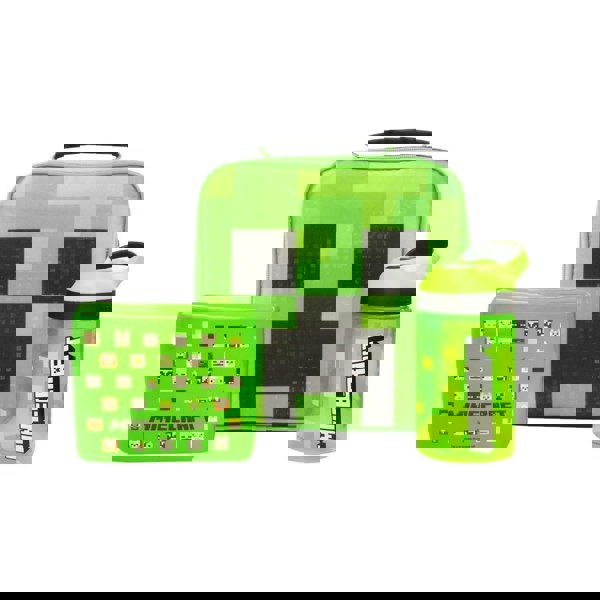 Minecraft Childrens/Kids Creeper Lunch Bag And Bottle Set - Green
