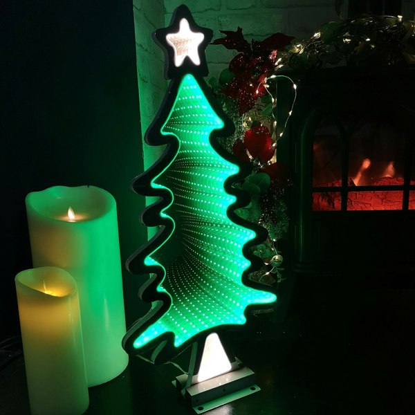 Samuel Alexander 60cm Infinity Light up Christmas Tree Decoration with Green LEDs on Metal Base