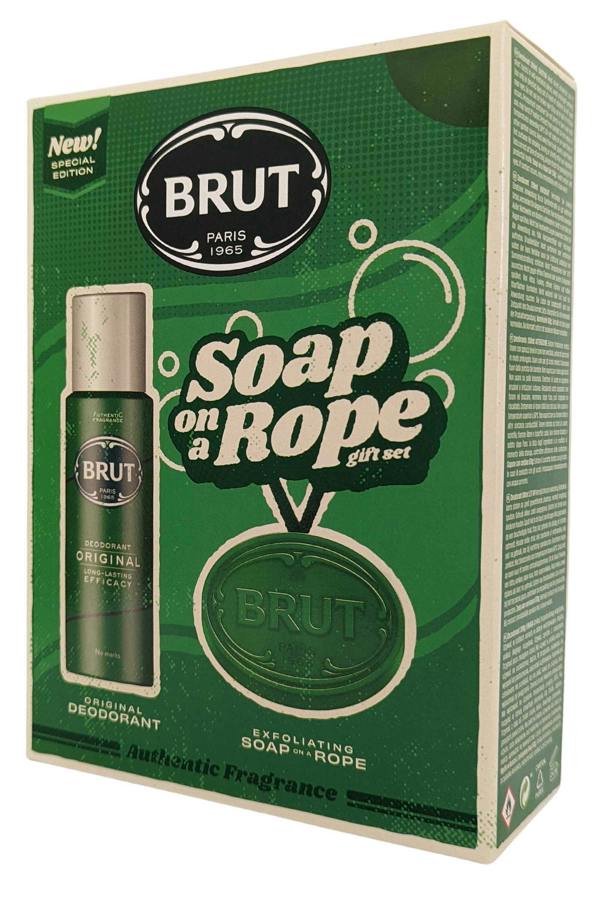 Brut Set - Deodorant Spray Long Lasting 200ml and Soap on a Rope 150g