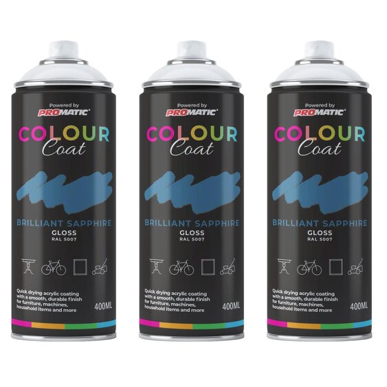 Colour Coat 3X Brilliant Sapphire RAL 5007 Gloss Spray Paint 400ml