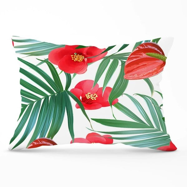 Warren Reed Tropical Flowers And Palm Leaves Hawaiian Cushions