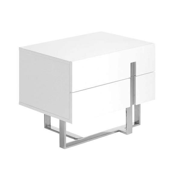Angel Cerdá Bedside Table White Wood and Chrome Plated Steel 7003