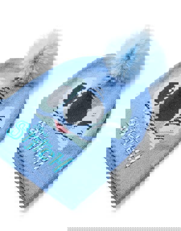 Disney Girls Blue Stitch Character Face Beanie and Gloves Set (One Size)