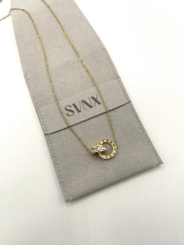 SVNX Gold Plated Roman Numeral Necklace
